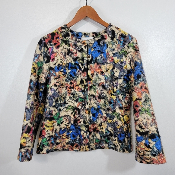 Peck & Peck Autumn Days Butterfly Jacquard Blazer Jacket - Picture 6 of 14